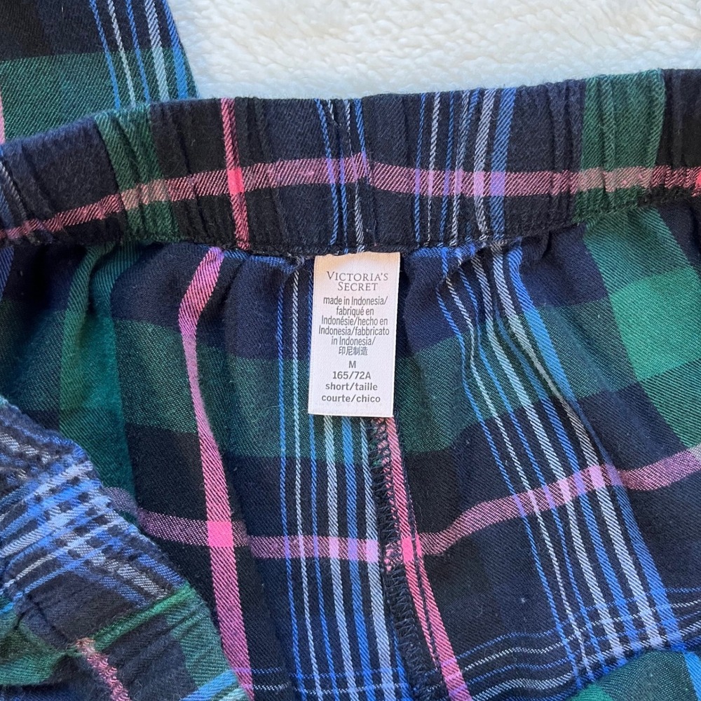 Victoria's Secret Pajama Pants Women Green Pink Plaid -M - Picture 5 of 6